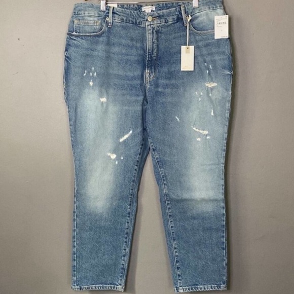 GOOD AMERICAN Distressed Straight Leg Jean Good Weekender NWT Size 14 - Picture 3 of 6